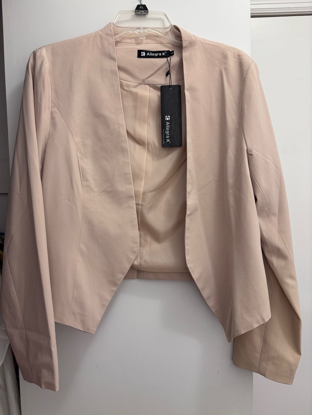 Allegra K Women's Light Blush Open-Front Cropped Blazer
